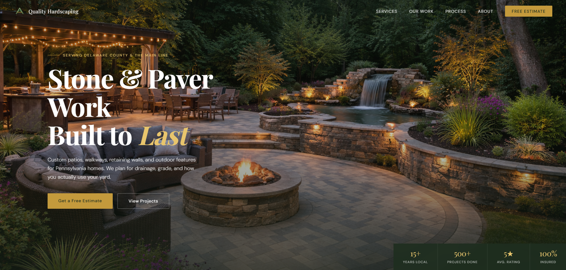 Quality Hardscaping — contractor website screenshot